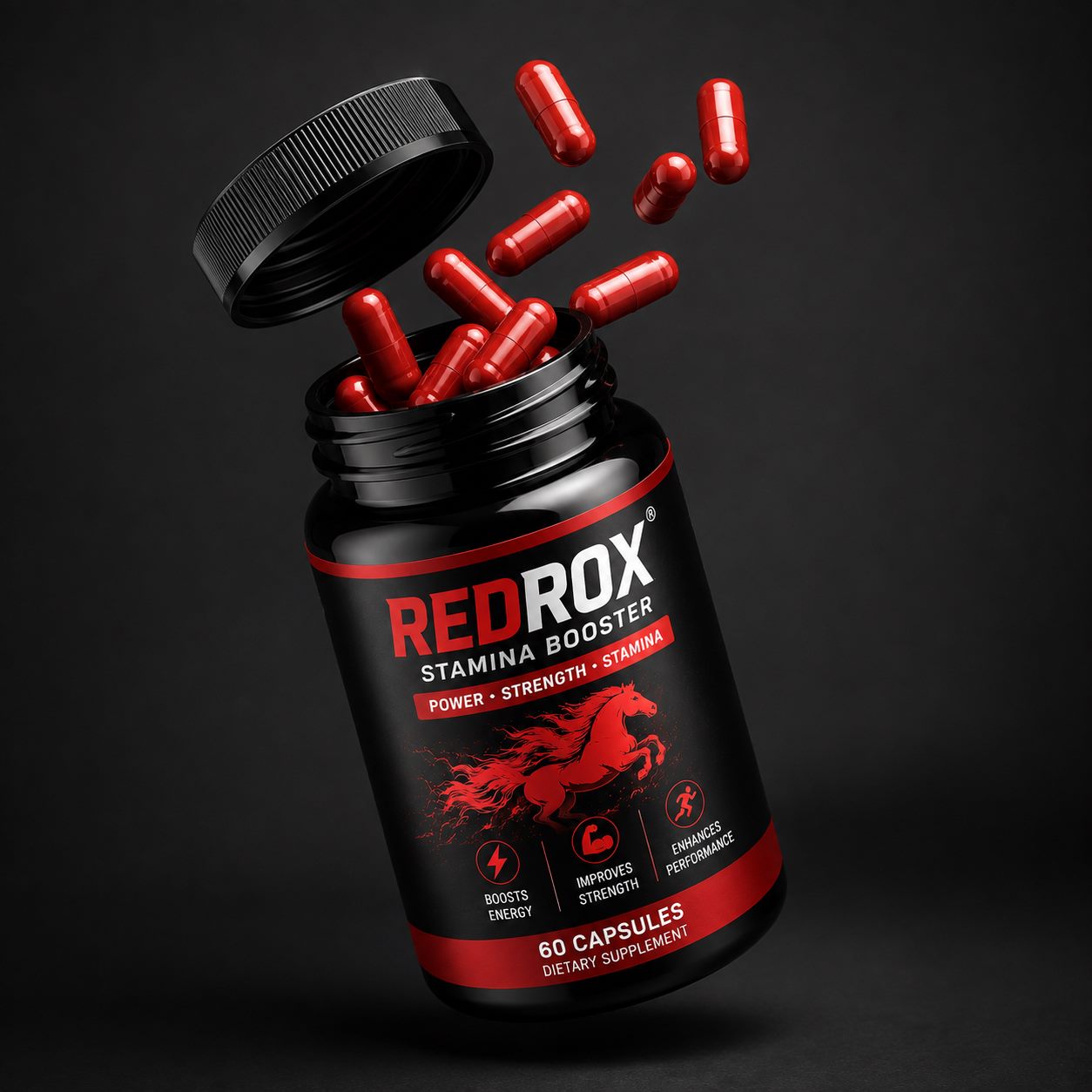 REDROX Stamina Booster bottle with capsules