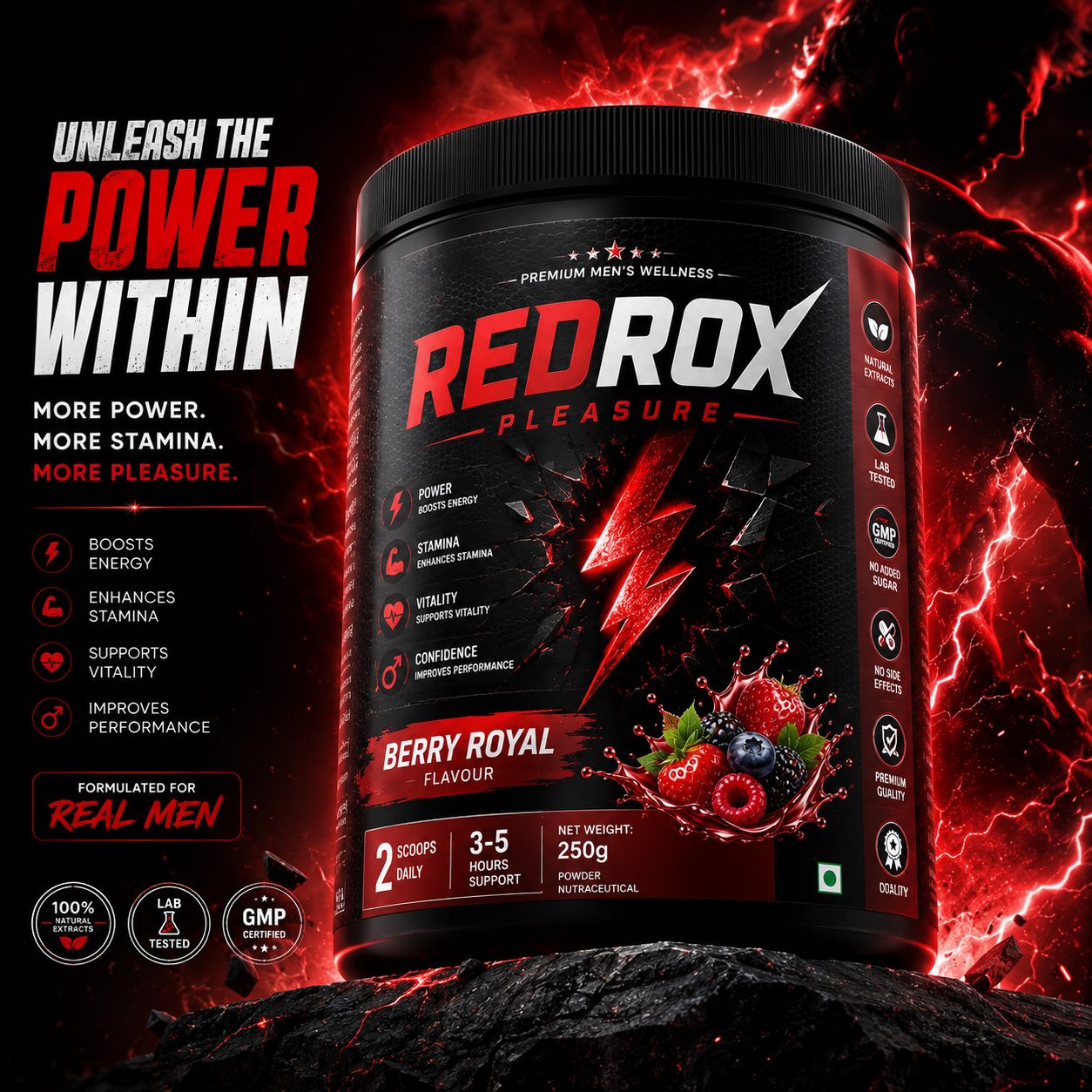 REDROX PLEASURE Berry Royal jar, dramatic background