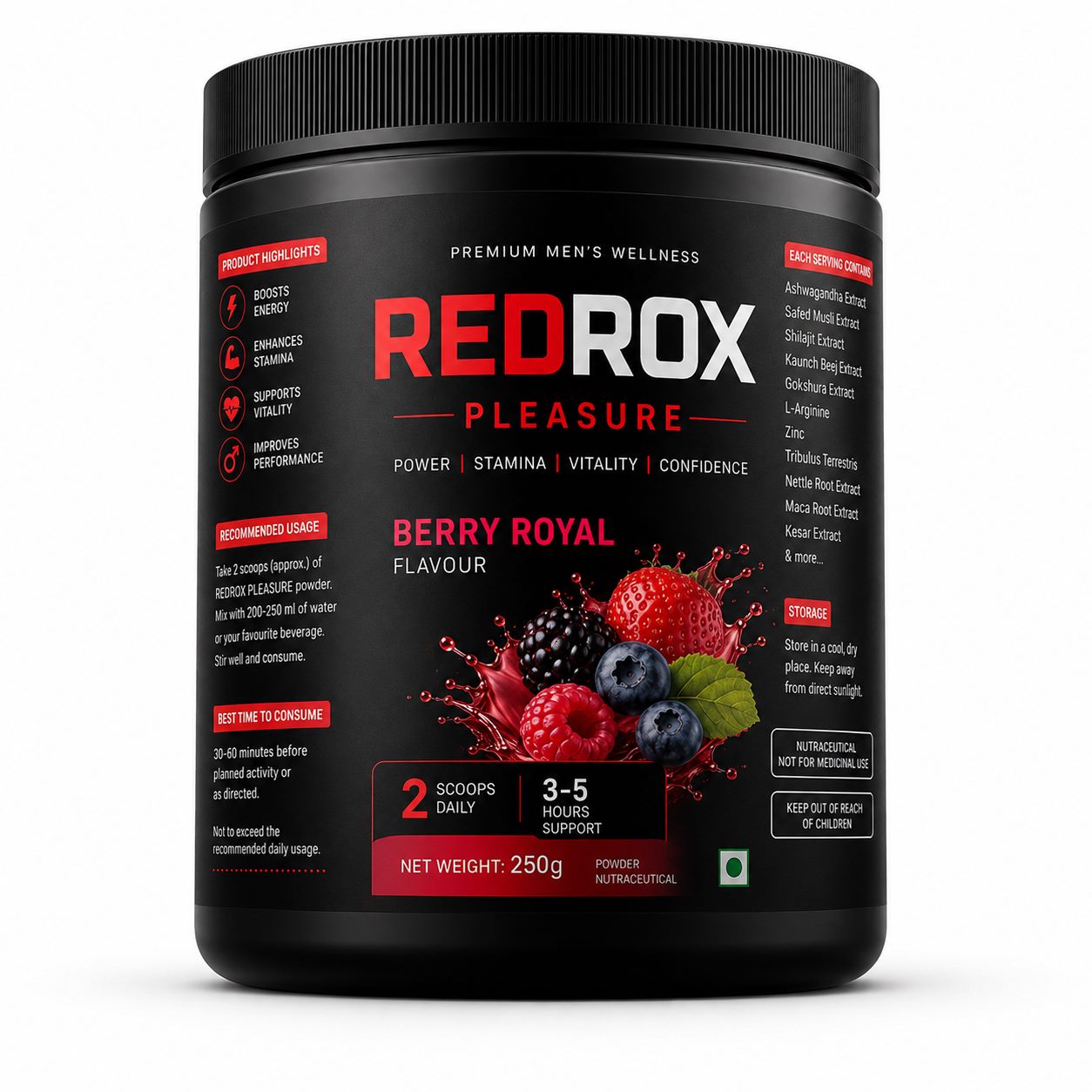 REDROX PLEASURE Berry Royal jar on white background