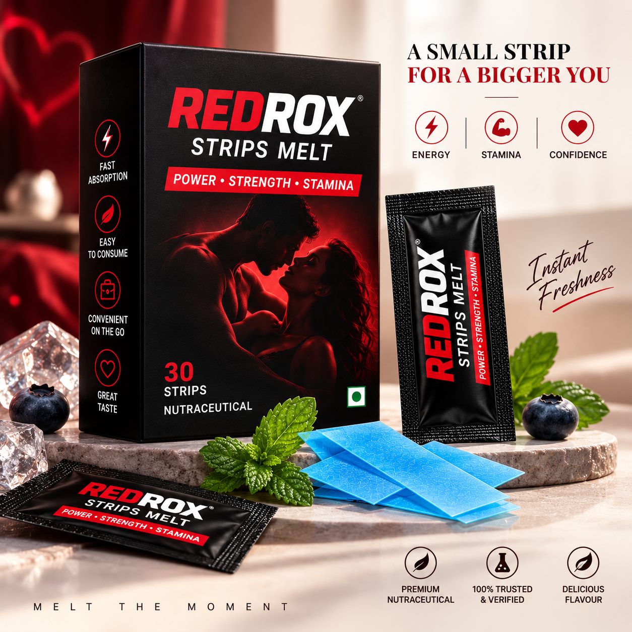 REDROX Strips Melt 30-strip pack, lifestyle shot